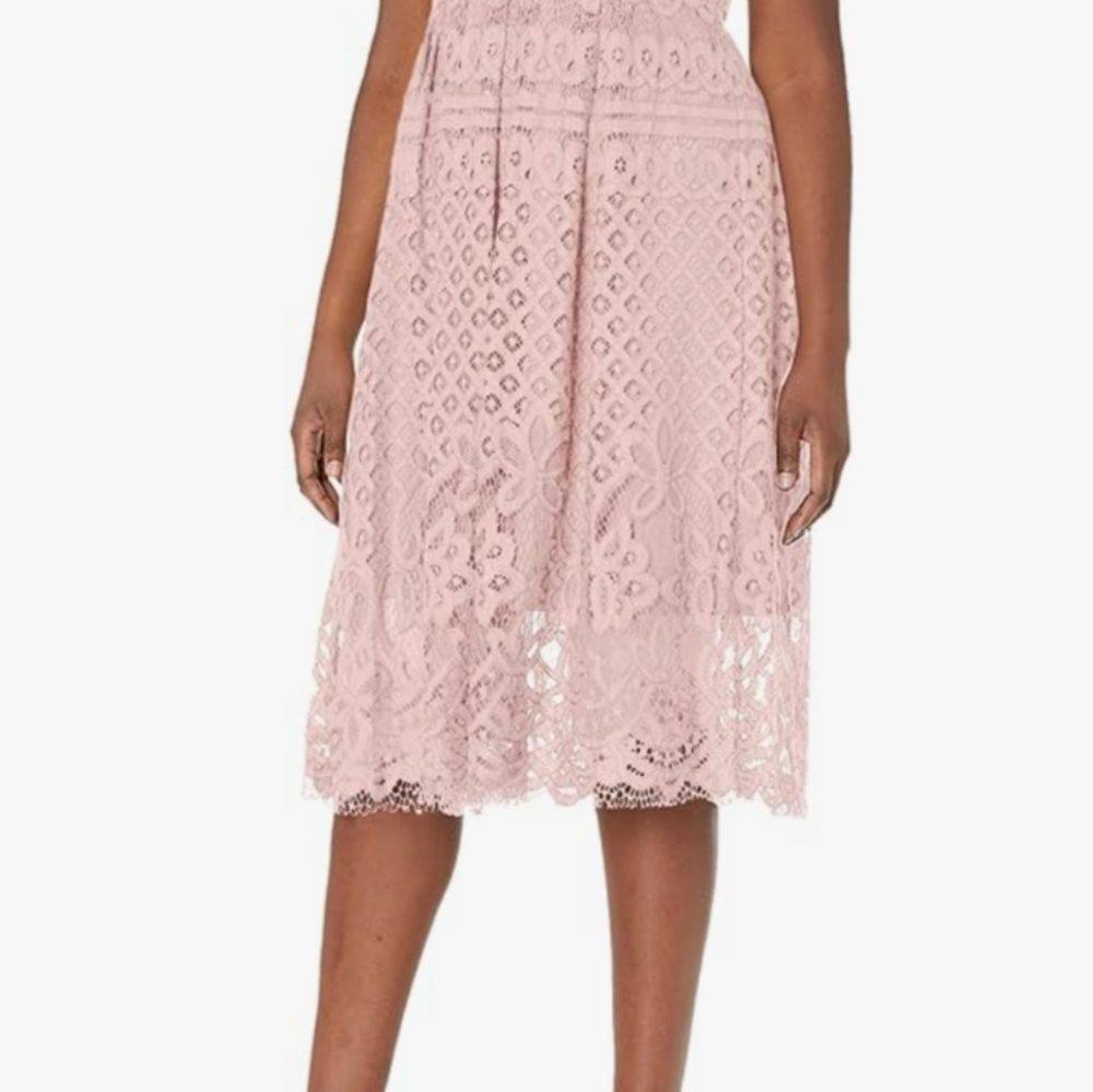 🛍️ Women's Lace Cocktail Dress, XL, Pink - Picture 3 of 4